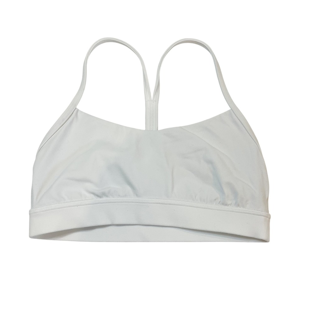 Lululemon Flow Y Bra White Low Impact Yoga Racerback Sports Bra Size 4 LW2ELES